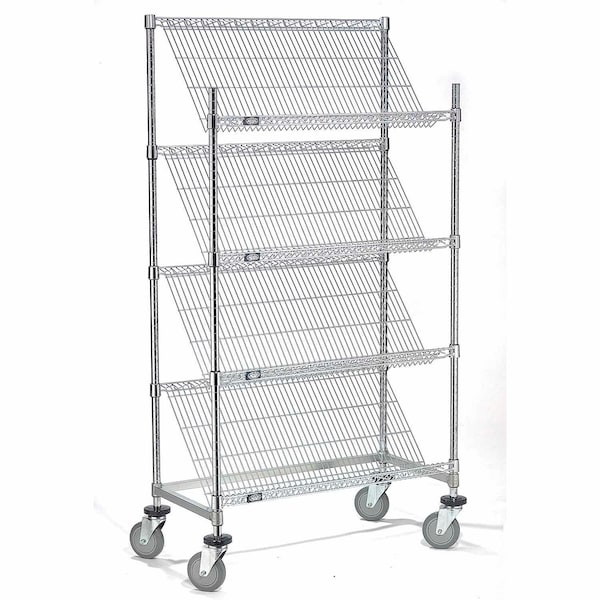 Nexel Slant Wire Shelving Truck w/4 Shelves, 48inL x 18inW x 69inH 504105 - main